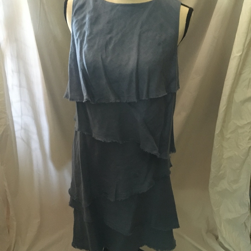 Worth by NY, denim blue linen ruffle dress, size 8